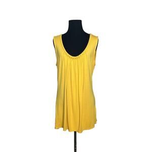 Tahari yellow front pleated tank top cami size Large